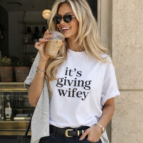 WILA Tops - It’s giving wifey graphic tee shirt oversized white black t shirt